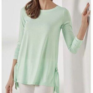 Soft Surroundings Top Womens XL Mint Green Tie The Knot Tunic Jersey Knit Cozy